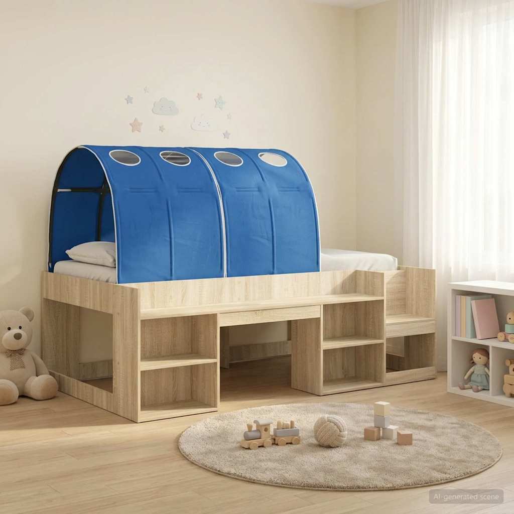 Hoge Bedframe voor Kinderen met Opslag Sonoma eiken en blauw is nu te koop bij PeponiXL, paradijselijk wonen!