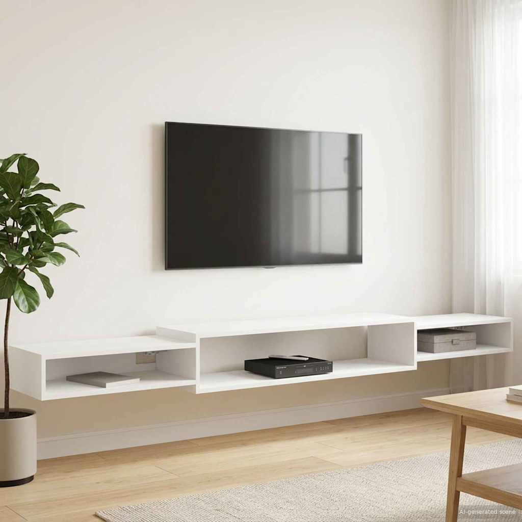 Wandgemonteerd tv-meubel Muurmontage Wit 220 x 28 x 21 cm is nu te koop bij PeponiXL, paradijselijk wonen!