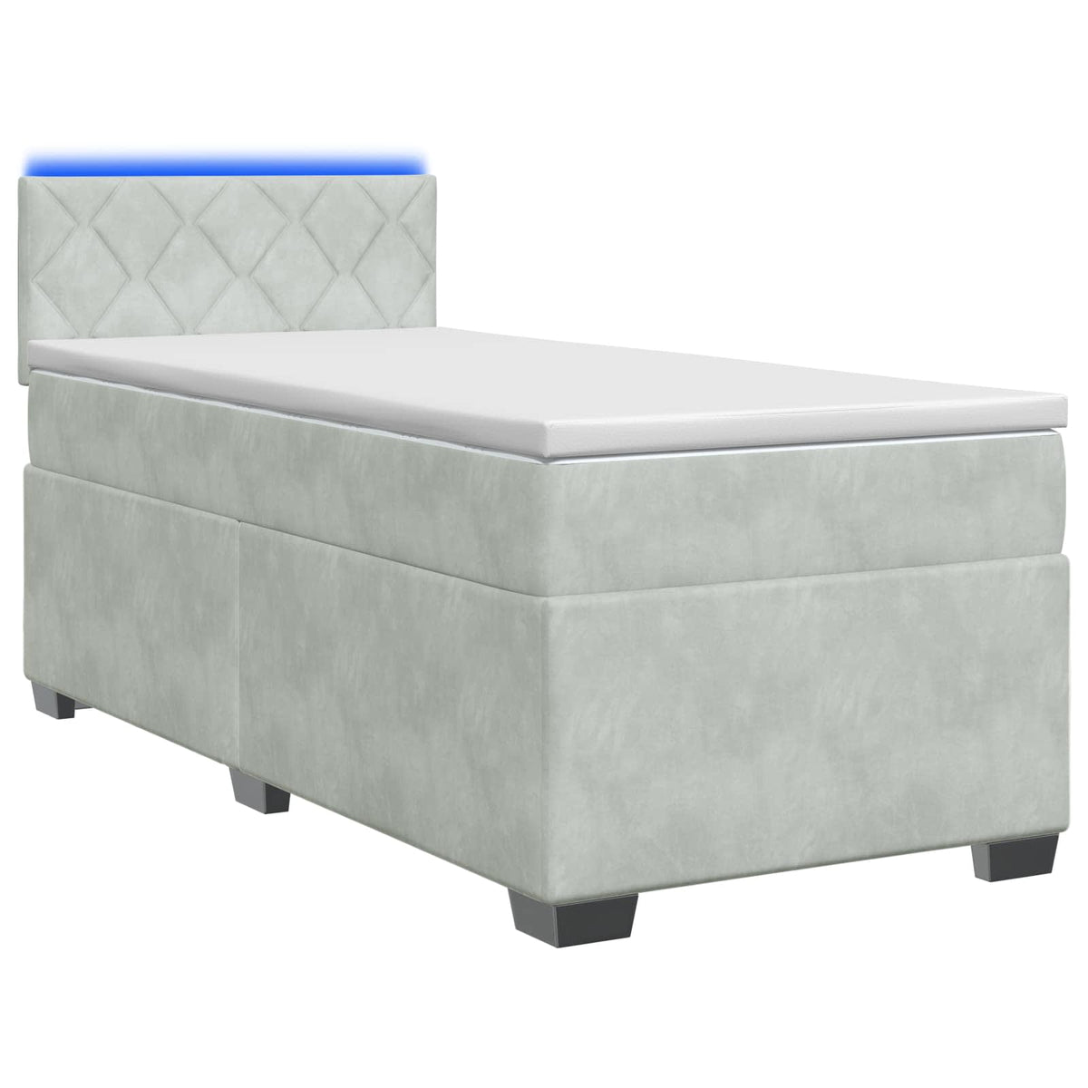 Boxspring Bed met Matras en LED Lichtgrijs 90 x 190 cm fluweel is nu te koop bij PeponiXL, paradijselijk wonen!