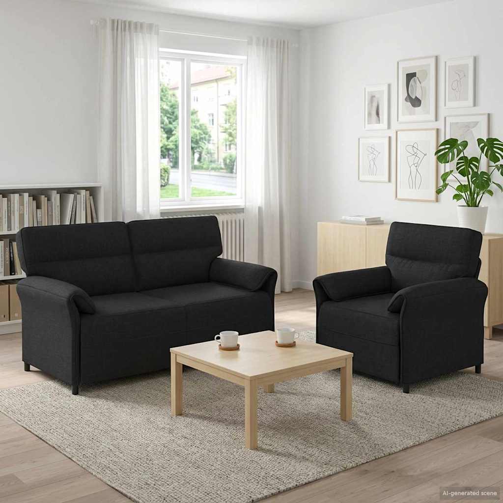 Bankstel 2 st Zwart Stof is nu te koop bij PeponiXL, paradijselijk wonen!