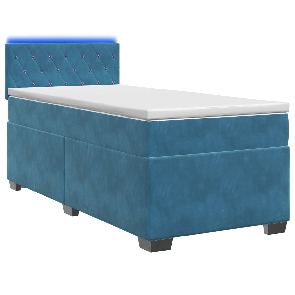 Boxspring Bed met Matras en LED Blauw 100 x 200 cm fluweel is nu te koop bij PeponiXL, paradijselijk wonen!