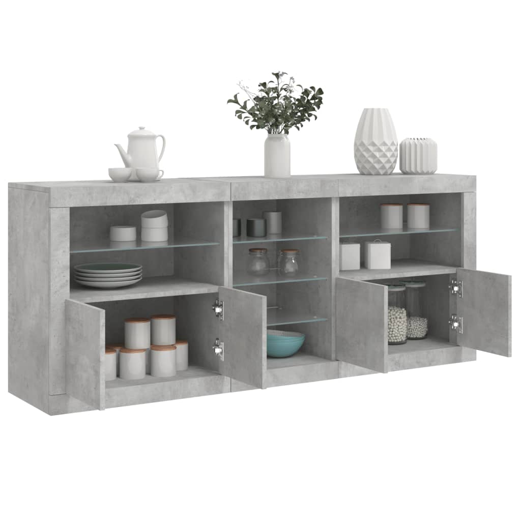 Dressoir met LED-verlichting 162x37x67 cm betongrijs is nu te koop bij PeponiXL, paradijselijk wonen!