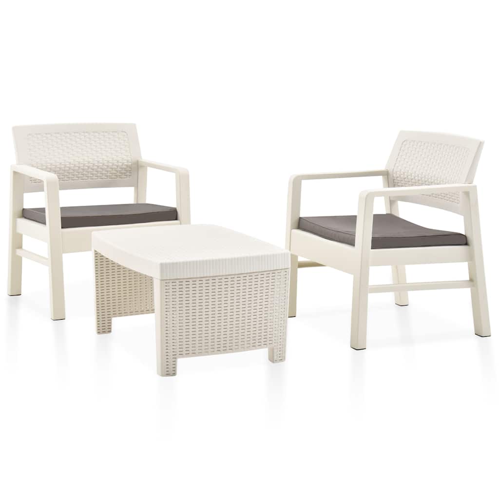 3-delige Loungeset kunststof wit is nu te koop bij PeponiXL, paradijselijk wonen!