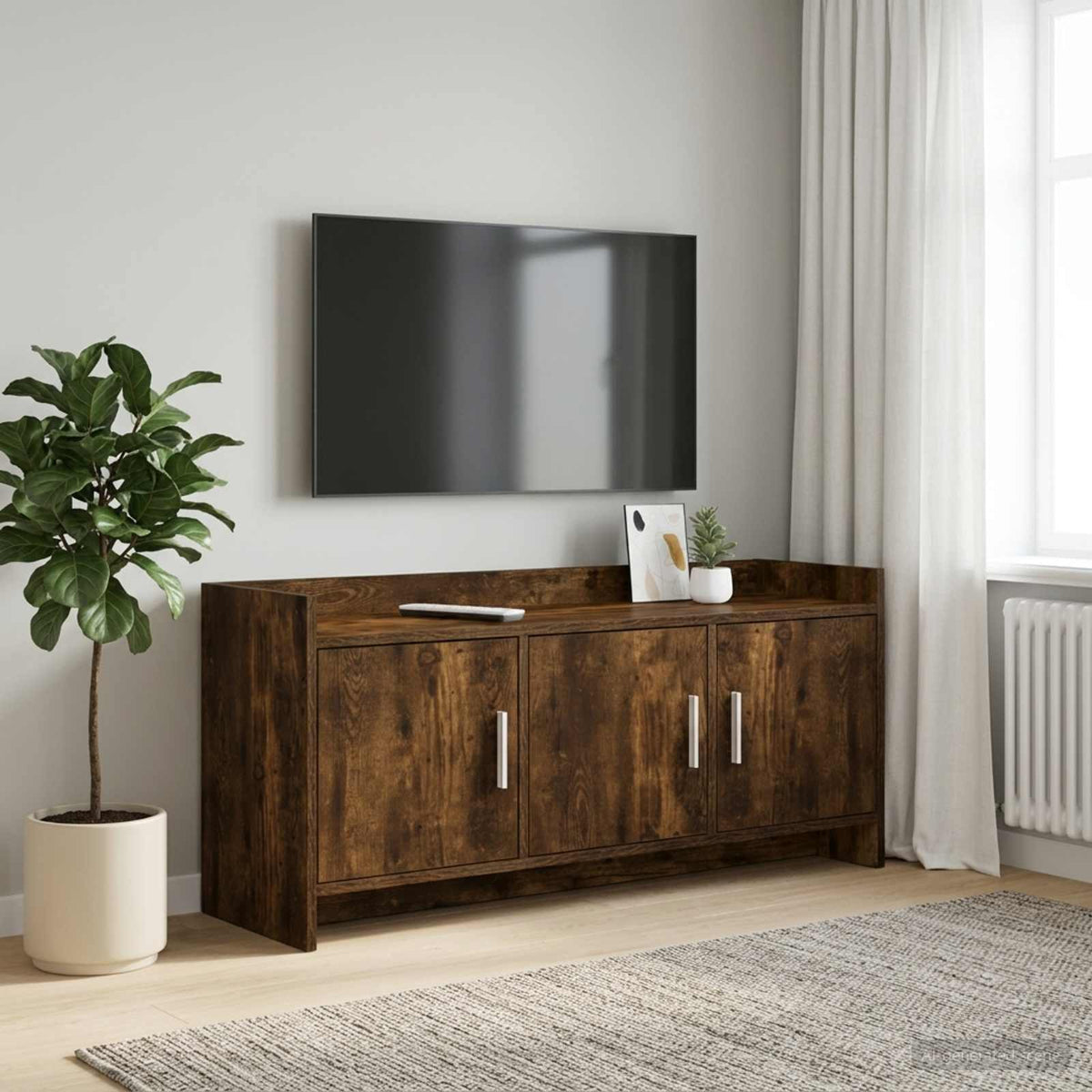 TV-kast 102 x 33 x 47 cm Gerookt eiken Bewerkt hout is nu te koop bij PeponiXL, paradijselijk wonen!