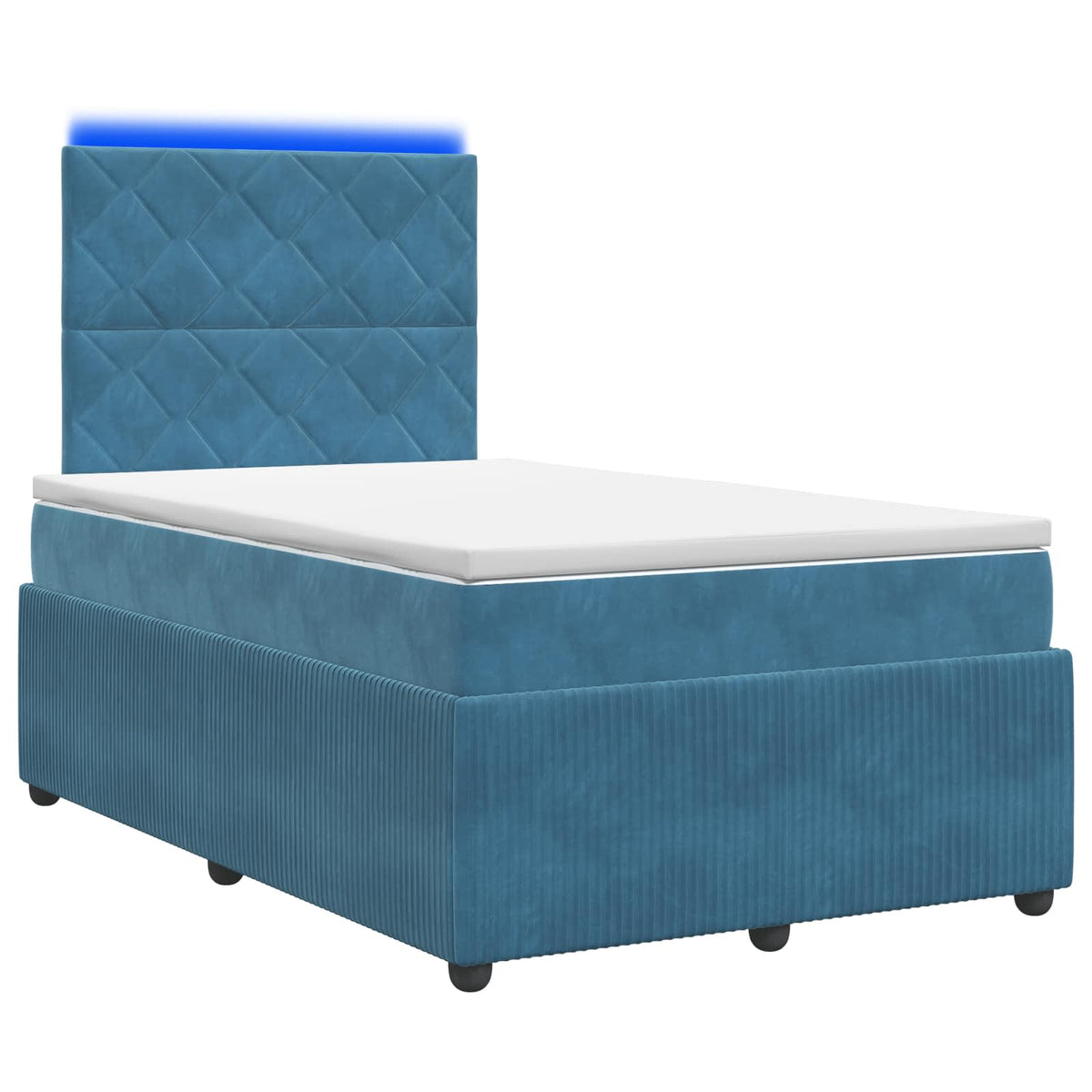 LED Boxspring Bed met Matras Blauw 120 x 200 cm Fluweel is nu te koop bij PeponiXL, paradijselijk wonen!