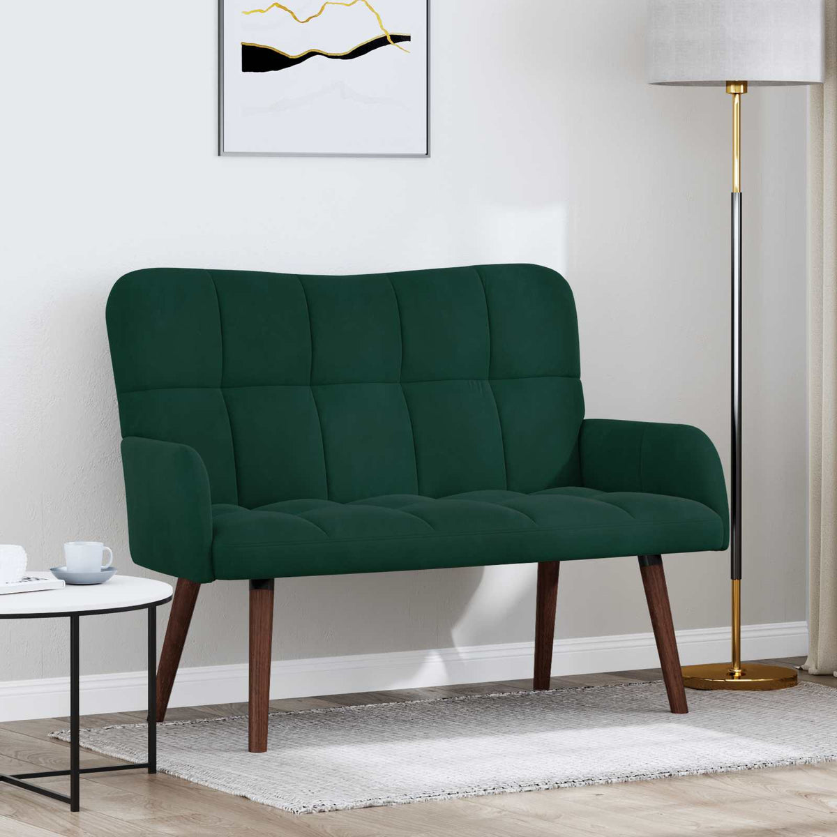 Twee Persoons Sofa Donkergroen 115 x 61 x 87 cm Fluweel is nu te koop bij PeponiXL, paradijselijk wonen!