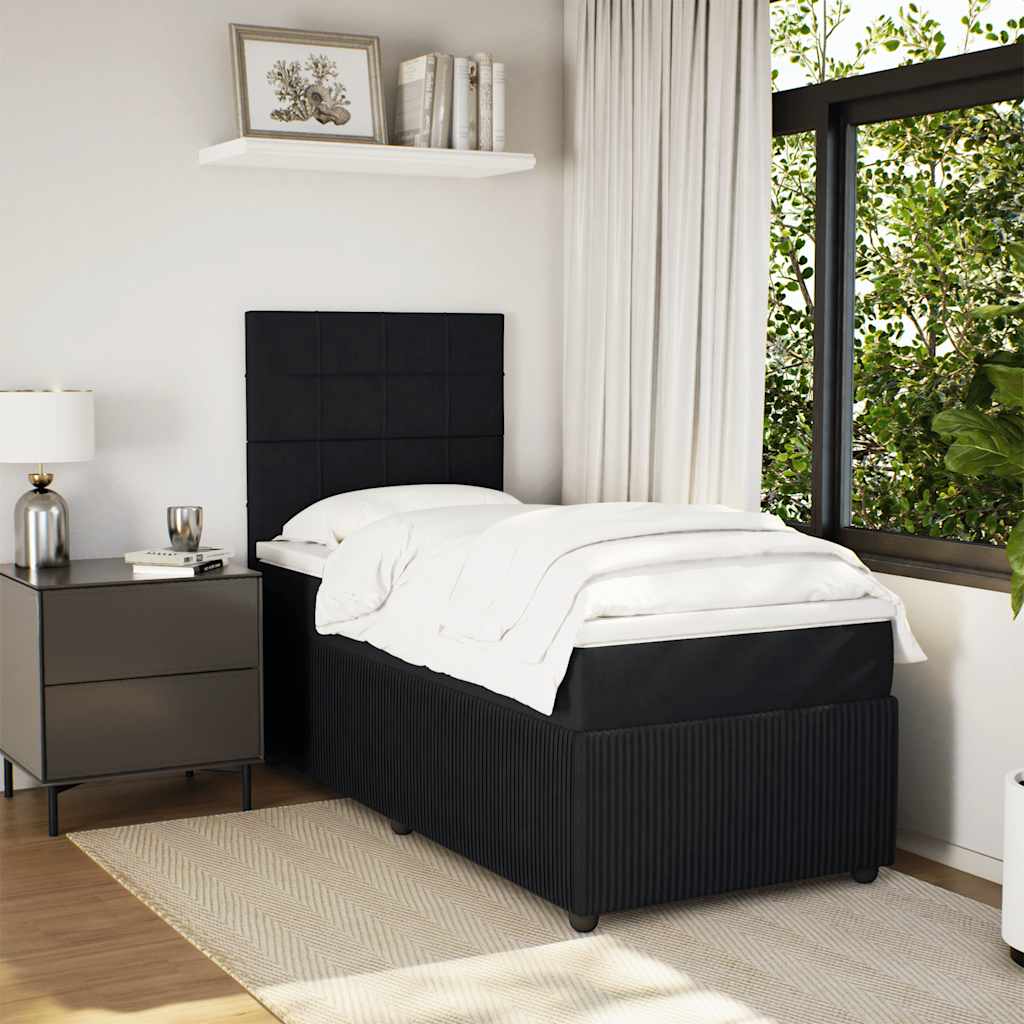 Boxspring met matras fluweel zwart 90x190 cm is nu te koop bij PeponiXL, paradijselijk wonen!