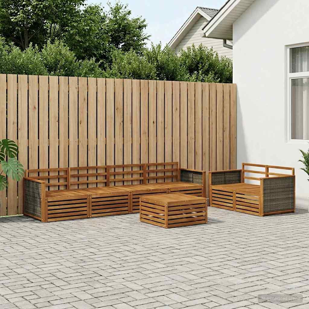 Buiten bankenset 7 pcs Naturel Massief Acaciahout is nu te koop bij PeponiXL, paradijselijk wonen!
