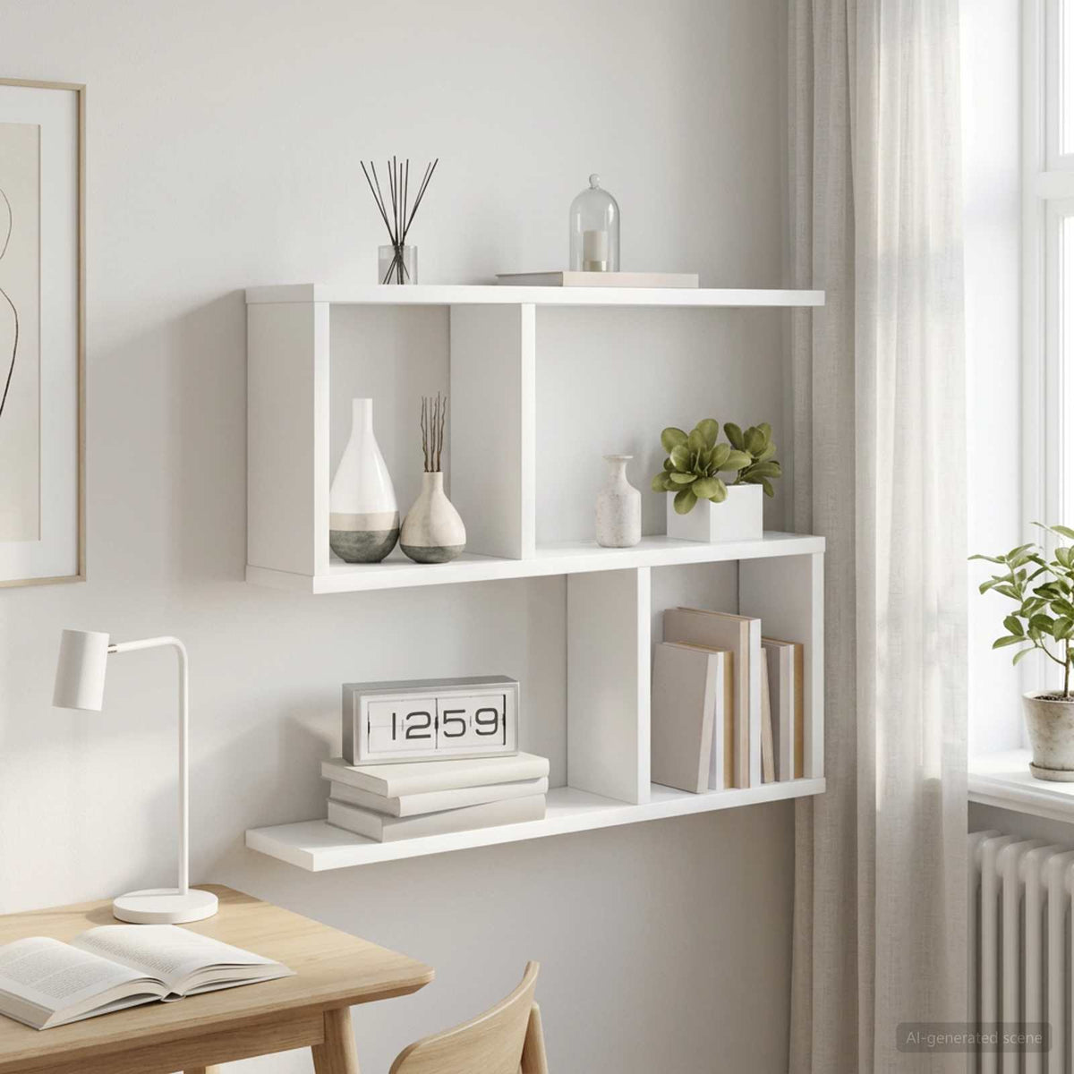 Wandplank Wit 60 x 12 x 50,5 cm Bewerkt hout is nu te koop bij PeponiXL, paradijselijk wonen!
