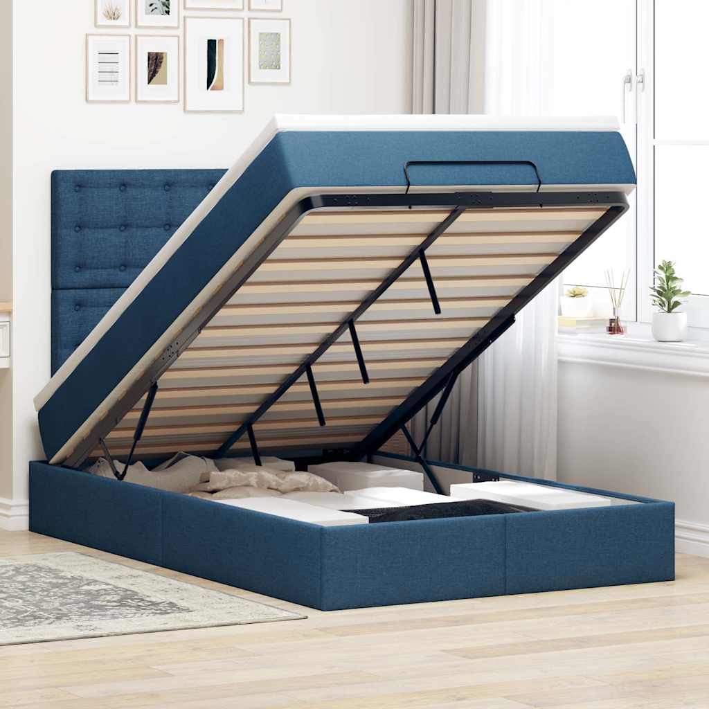 Ottoman bed met matras 120x200cm stof blauw is nu te koop bij PeponiXL, paradijselijk wonen!
