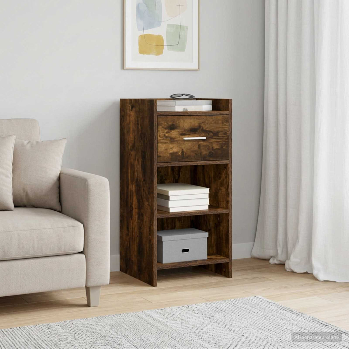 Dressoir Gerookt eiken 40 x 36 x 80 cm Bewerkt hout is nu te koop bij PeponiXL, paradijselijk wonen!