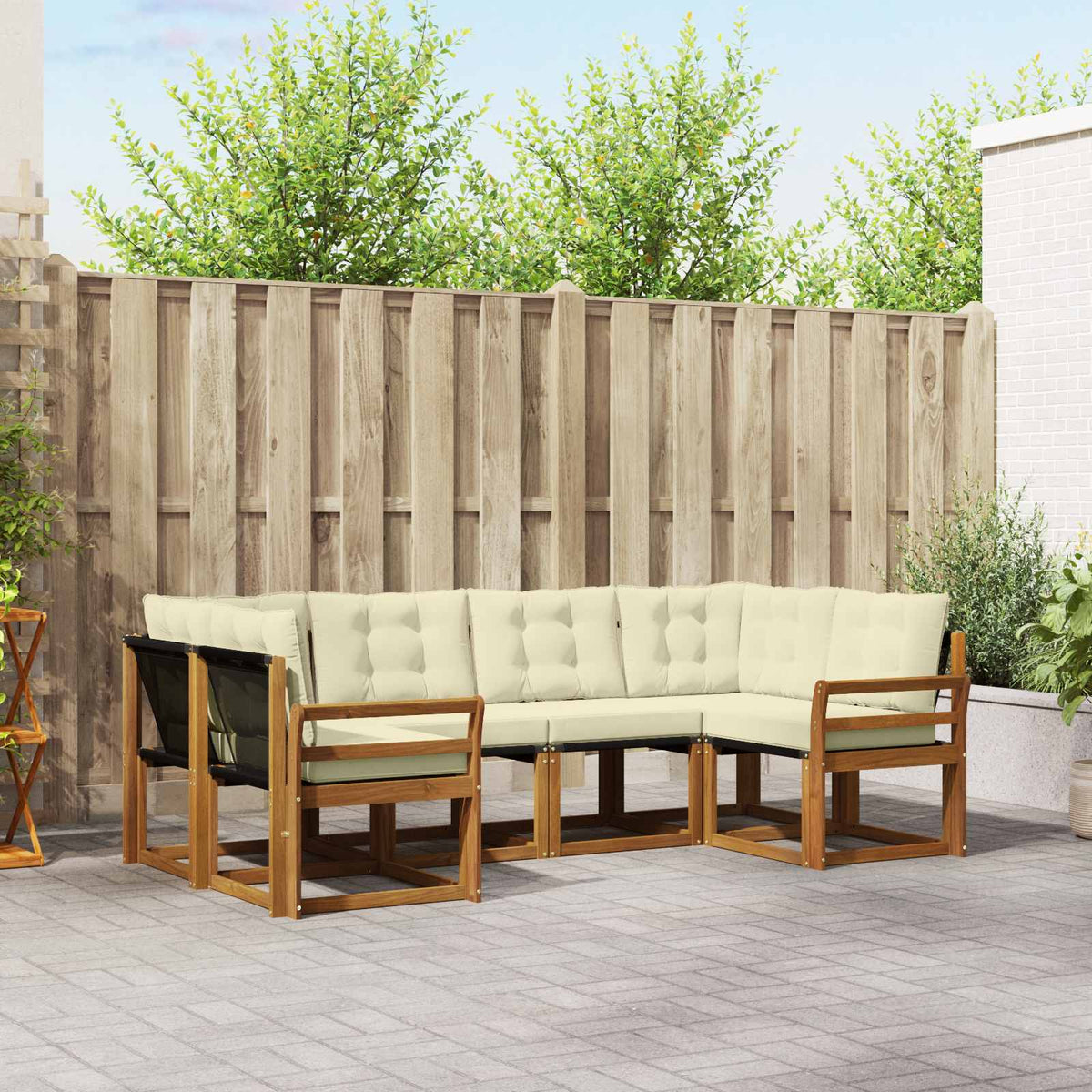 Buiten bankenset met kussen 6 pcs Natuurlijk en Crème is nu te koop bij PeponiXL, paradijselijk wonen!