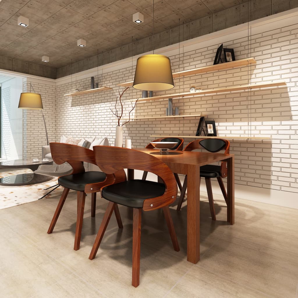 Eetkamerstoelen 4 st gebogen hout en kunstleer bruin is nu te koop bij PeponiXL, paradijselijk wonen!