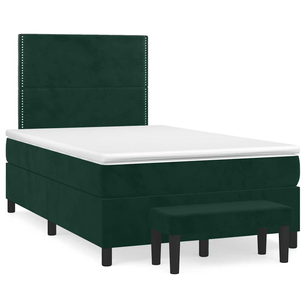 Boxspring met matras fluweel donkergroen 120x190 cm is nu te koop bij PeponiXL, paradijselijk wonen!