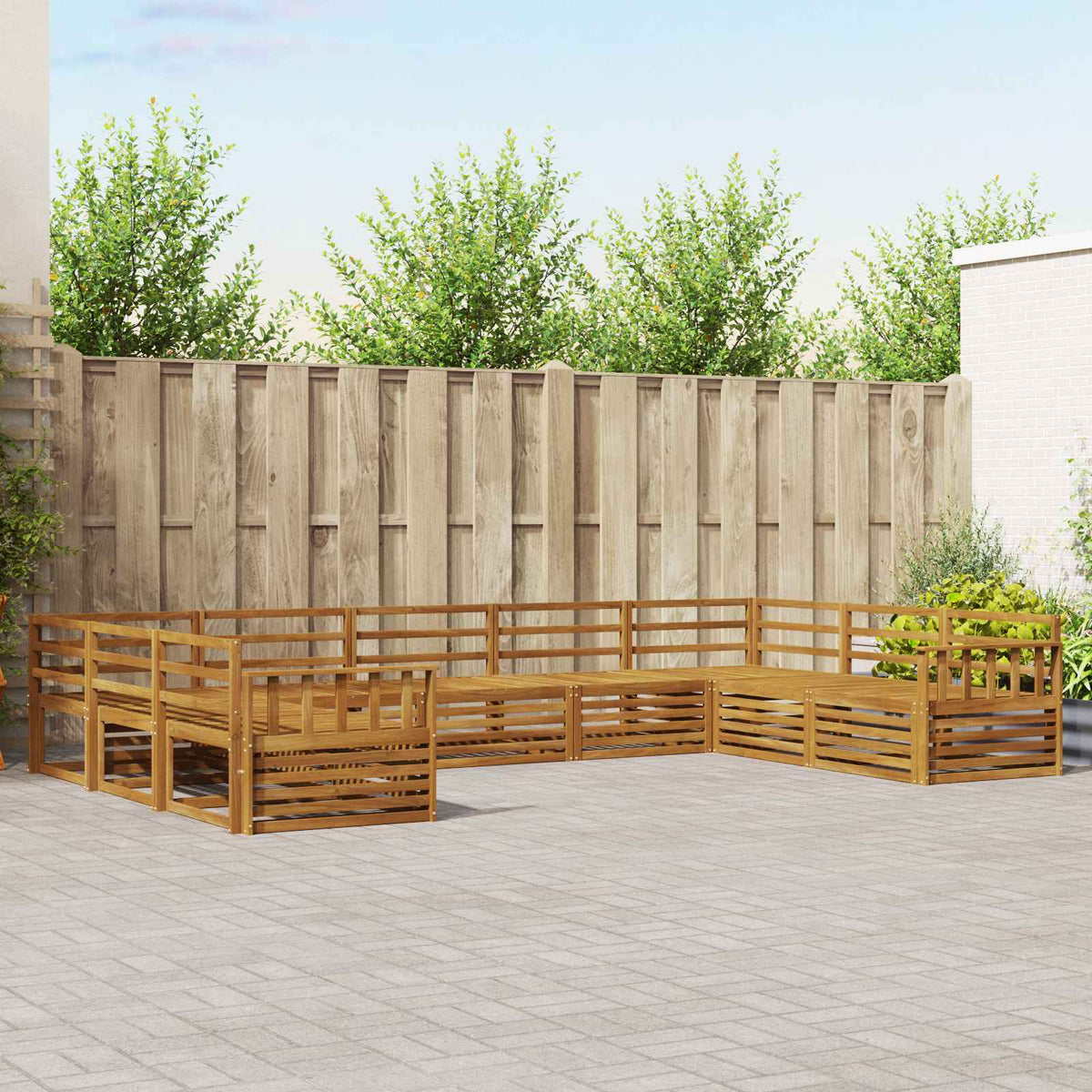 Buiten bankenset 9 pcs Naturel Massief Acaciahout is nu te koop bij PeponiXL, paradijselijk wonen!