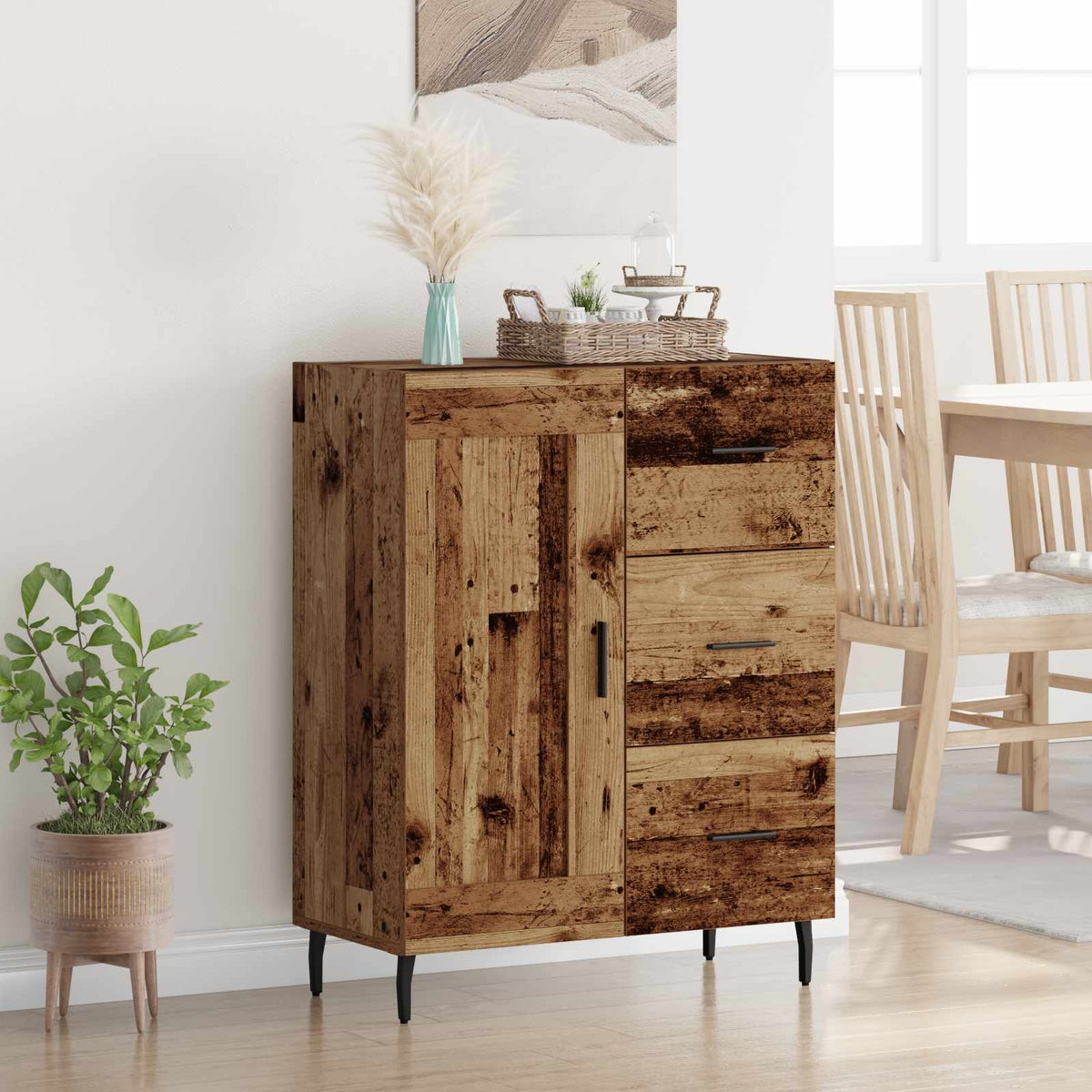 Dressoir Oud Hout 69,5 x 34 x 90 cm Gemonteerd hout en ijzer is nu te koop bij PeponiXL, paradijselijk wonen!