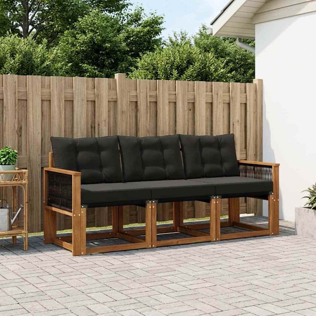 Buiten bankenset met kussen 3 pcs Naturel en Zwart is nu te koop bij PeponiXL, paradijselijk wonen!