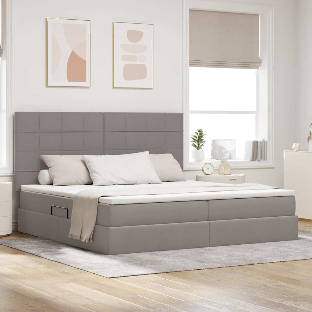 Opslag bed met matras met matras Taupe 200 x 200 cm Polyester is nu te koop bij PeponiXL, paradijselijk wonen!