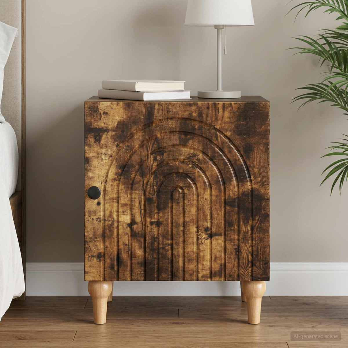 Nachtkastje Gerookt eiken 43 x 34,5 x 50 cm Bewerkt hout is nu te koop bij PeponiXL, paradijselijk wonen!