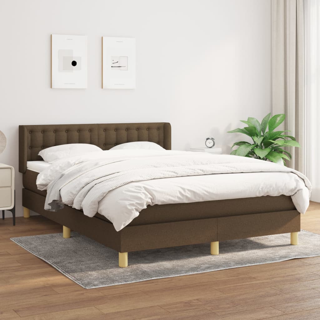 Boxspring met matras stof donkerbruin 140x190 cm is nu te koop bij PeponiXL, paradijselijk wonen!