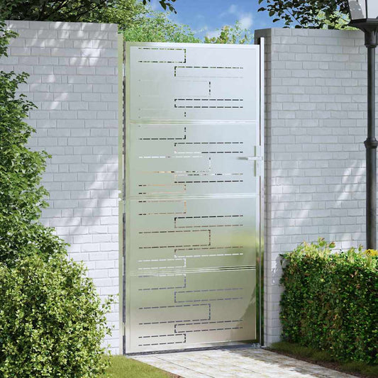 Tuinpoort 85 x 196 cm Roestvrij staal zilver Vergrendelbaar is nu te koop bij PeponiXL, paradijselijk wonen!