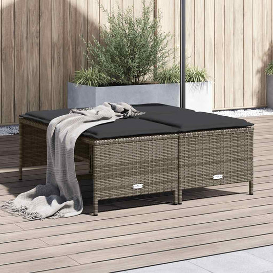 Tuinkrukken met kussens 4 st poly rattan grijs is nu te koop bij PeponiXL, paradijselijk wonen!