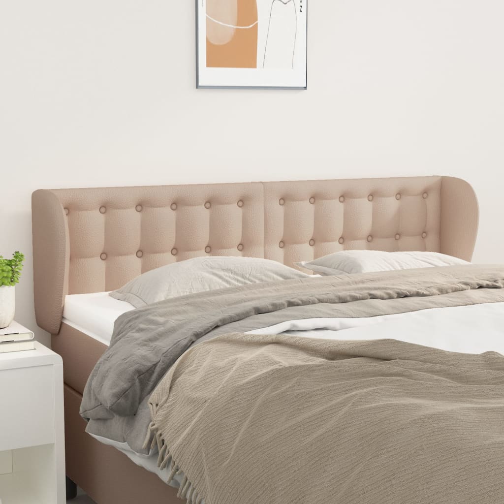 Hoofdbord met randen 147x23x78/88 cm kunstleer cappuccinokleur is nu te koop bij PeponiXL, paradijselijk wonen!