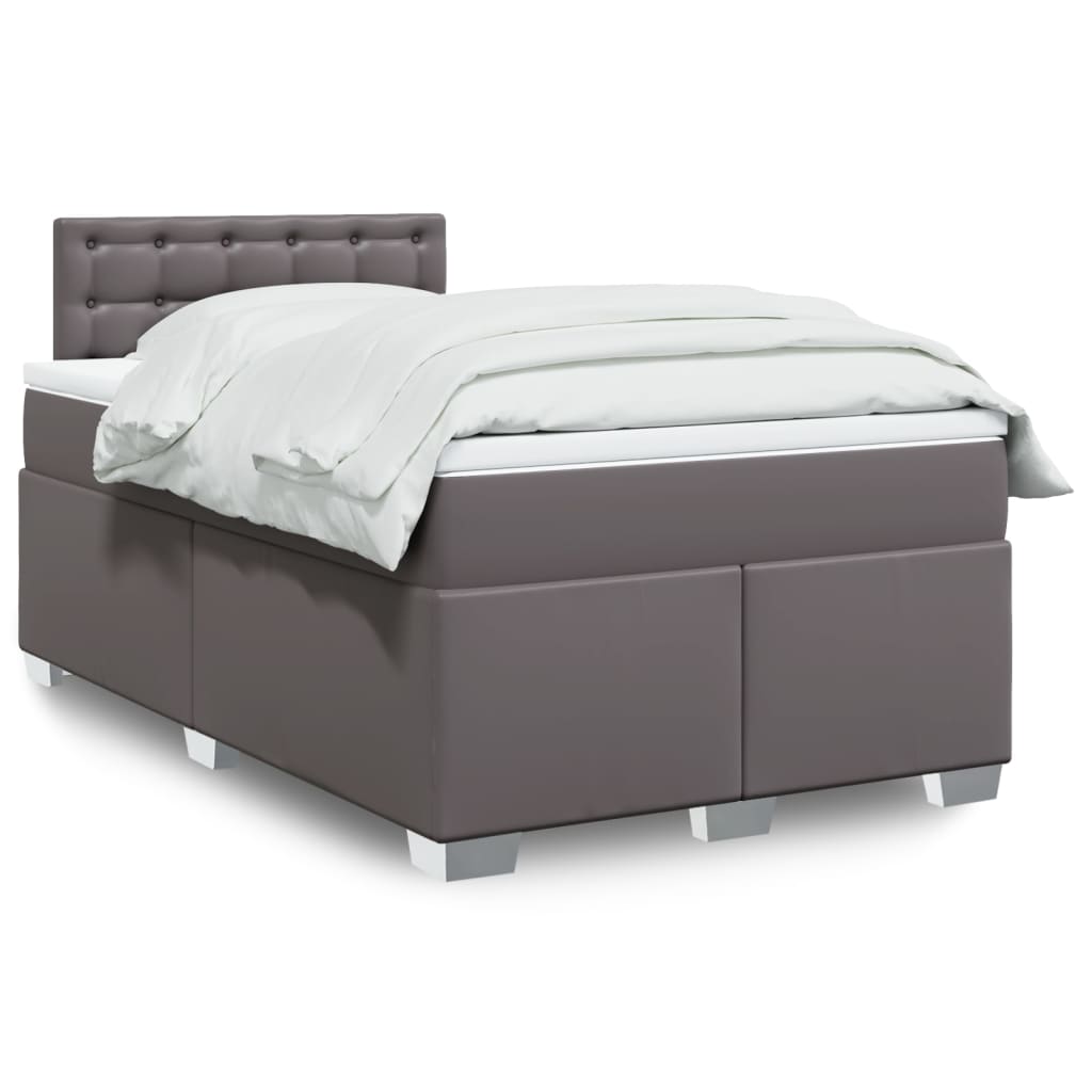 Boxspring met matras kunstleer grijs 120x200 cm is nu te koop bij PeponiXL, paradijselijk wonen!