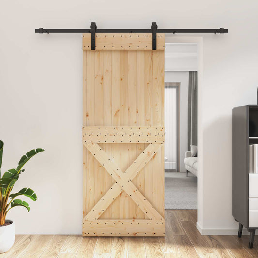 Schuifdeur Naturel en Zwart 85 x 210 cm Massief Grenenhout is nu te koop bij PeponiXL, paradijselijk wonen!