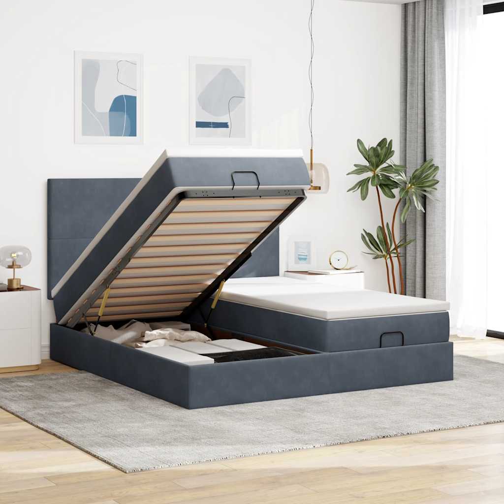 Ottoman bed met matrassen en LED's 180x200cm fluweel is nu te koop bij PeponiXL, paradijselijk wonen!