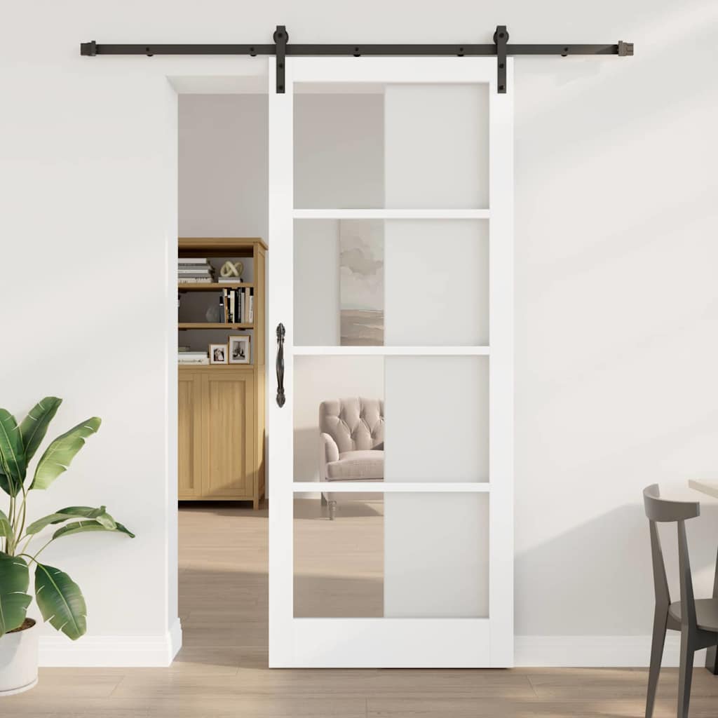 Schuifdeur ORKDAL Wit 93 x 232 cm Massief grenenhout en glas is nu te koop bij PeponiXL, paradijselijk wonen!