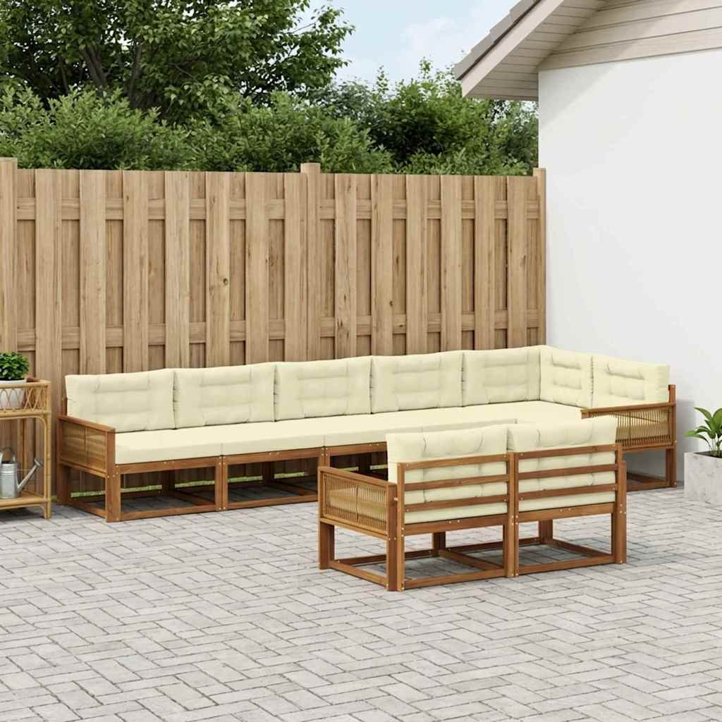 Buiten bankenset met kussen 8 pcs Natuurlijk en Crème is nu te koop bij PeponiXL, paradijselijk wonen!