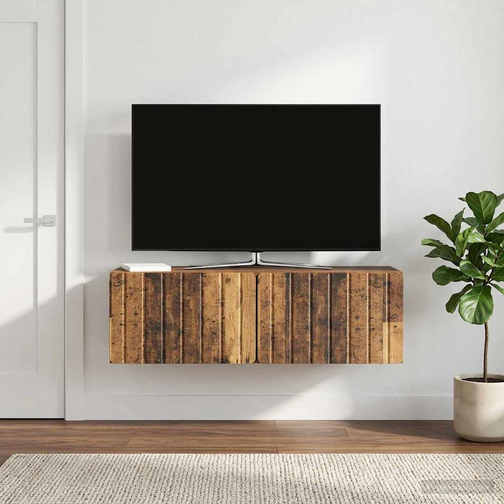 Wandbeugel TV-kast Oud hout 98 x 31 x 30 cm Bewerkt hout is nu te koop bij PeponiXL, paradijselijk wonen!