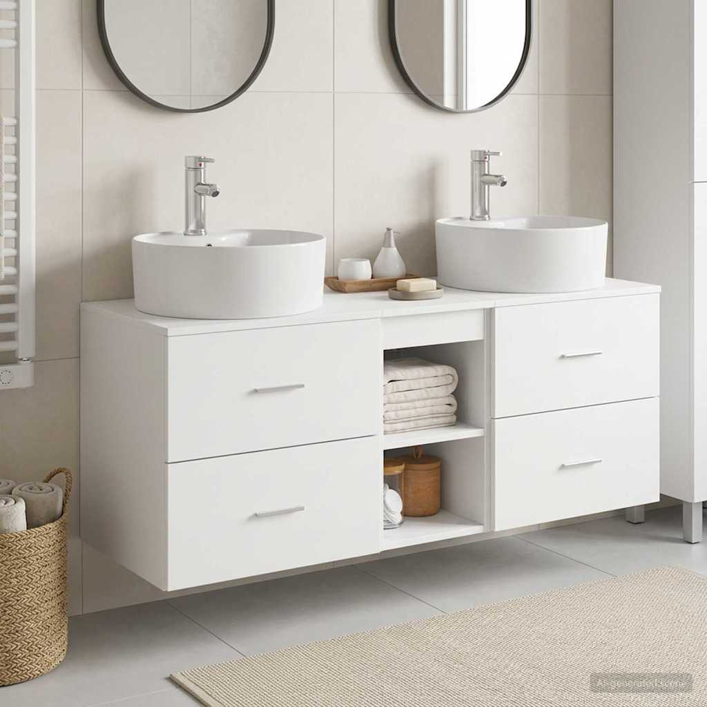 Badkamerkastenset 3 st Wit 49,5 x 44,5 x 65 cm Bewerkt hout is nu te koop bij PeponiXL, paradijselijk wonen!