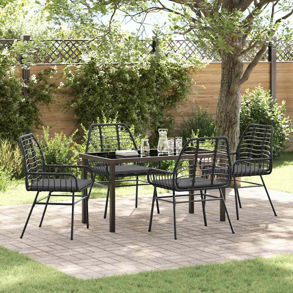 Tuin eettafelset 5 pcs Zwart poly rattan is nu te koop bij PeponiXL, paradijselijk wonen!