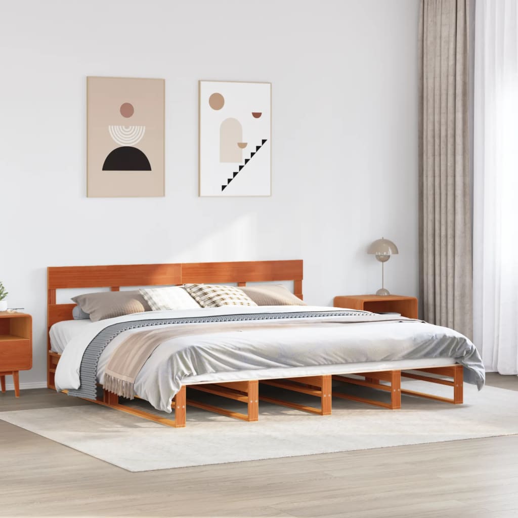 Bedframe zonder matras massief grenenhout wasbruin 180x200 cm is nu te koop bij PeponiXL, paradijselijk wonen!
