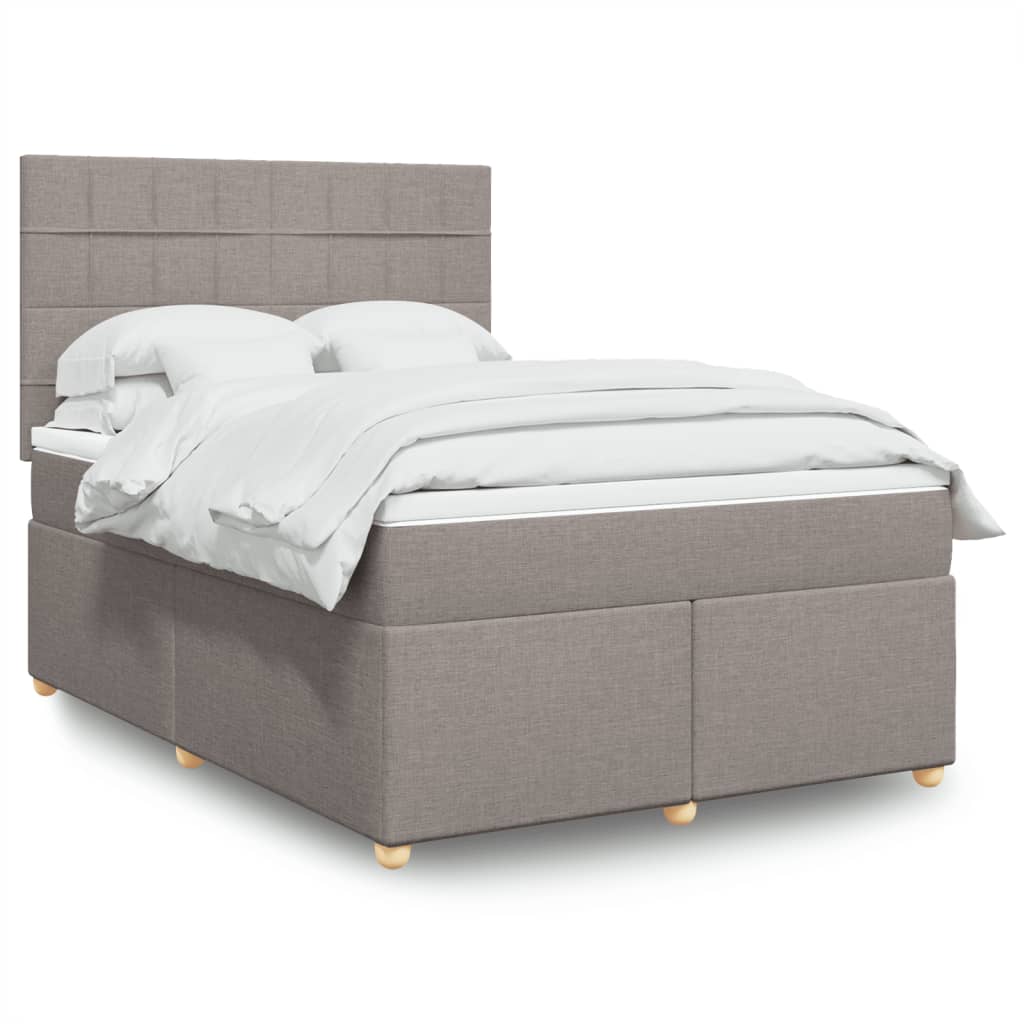 Boxspring met matras stof taupe 140x200 cm is nu te koop bij PeponiXL, paradijselijk wonen!