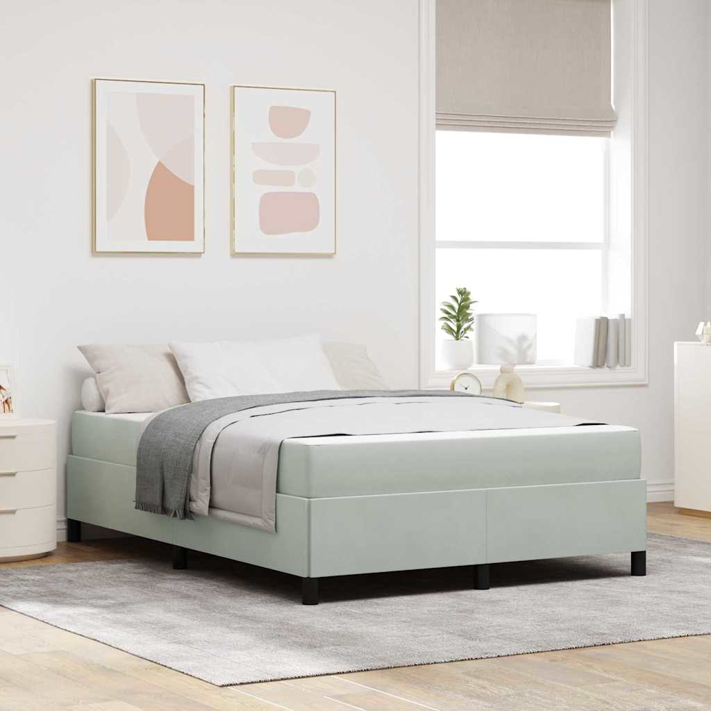 Bedframe met matras Lichtgrijs 140 x 190 cm Stof is nu te koop bij PeponiXL, paradijselijk wonen!