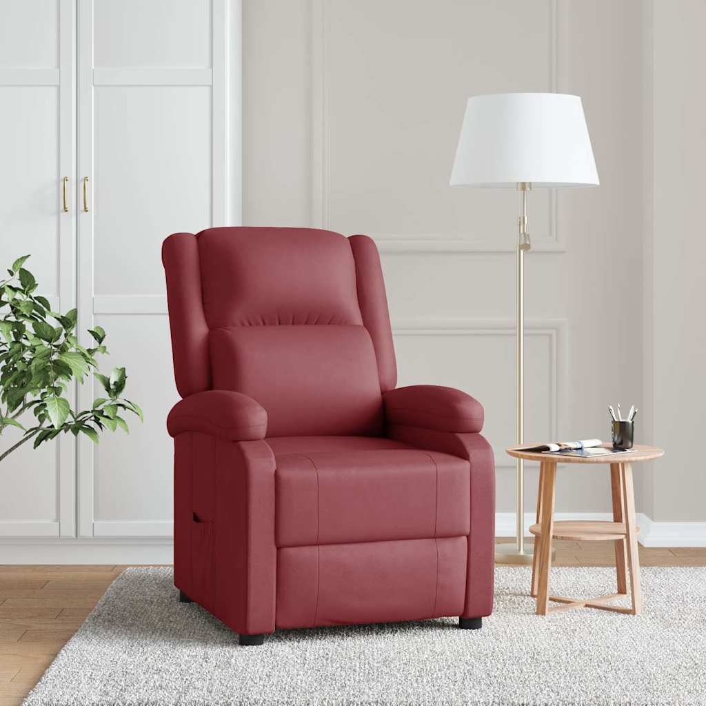 Fauteuil verstelbaar kunstleer wijnrood is nu te koop bij PeponiXL, paradijselijk wonen!