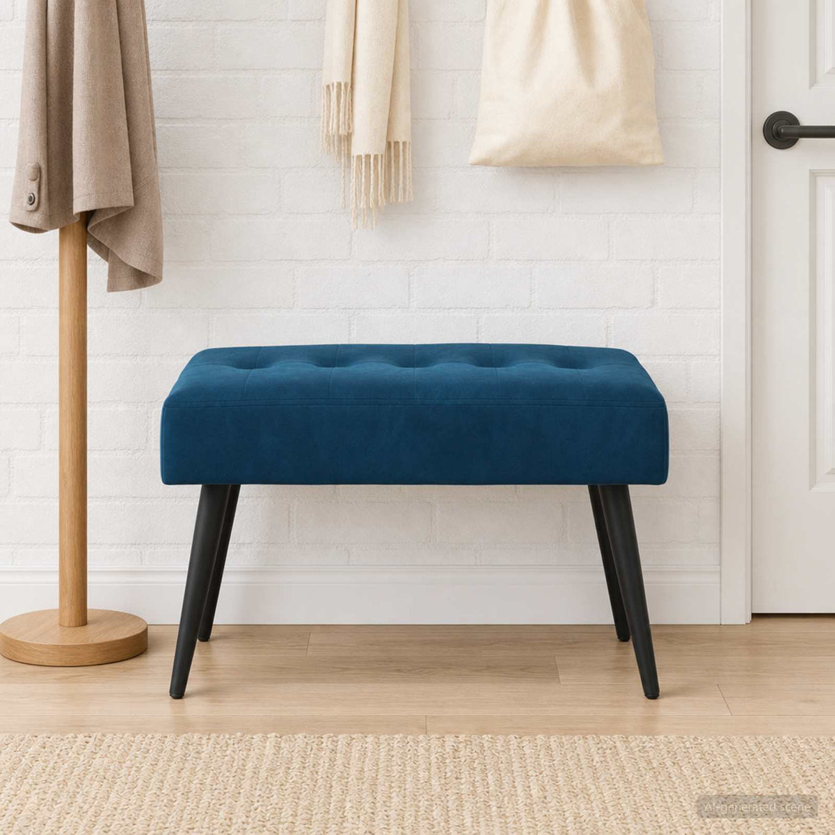 Bank met knoopverstelling Blauw 60 x 40 x 45 cm fluweel is nu te koop bij PeponiXL, paradijselijk wonen!