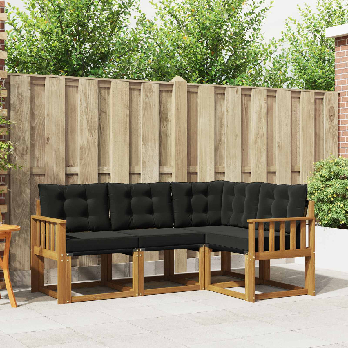 Buiten bankenset met kussen 4 pcs Natuurlijk en Zwart is nu te koop bij PeponiXL, paradijselijk wonen!
