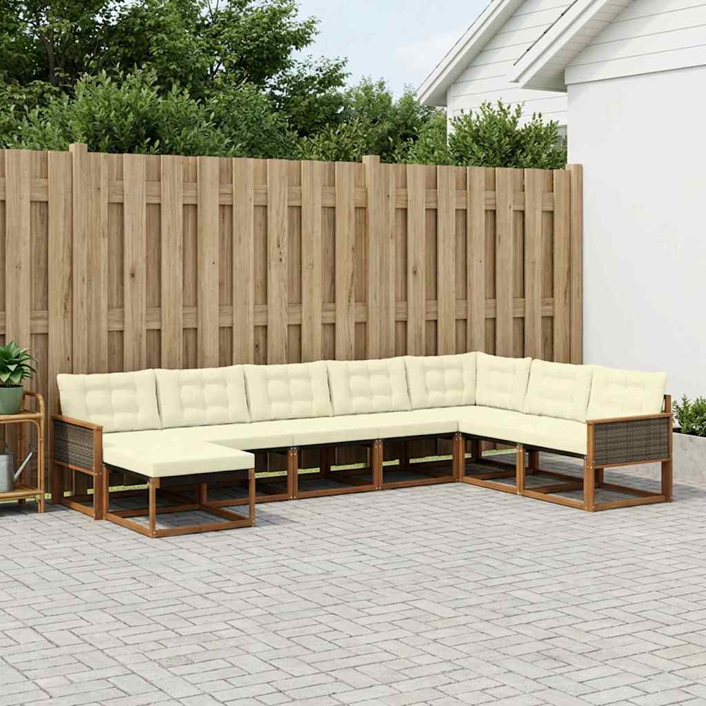 Buiten bankenset met kussen 8 pcs Natuurlijk en Crème is nu te koop bij PeponiXL, paradijselijk wonen!