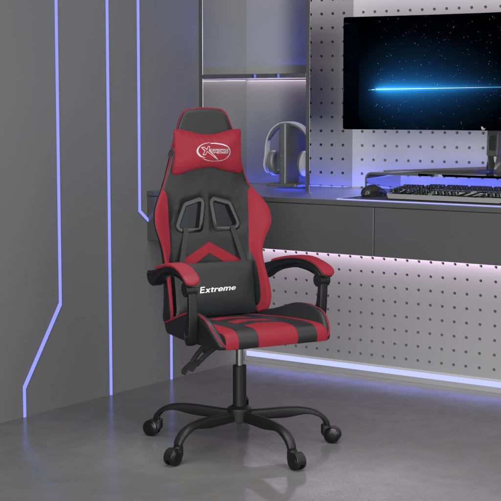 Gamestoel kunstleer zwart en wijnrood is nu te koop bij PeponiXL, paradijselijk wonen!