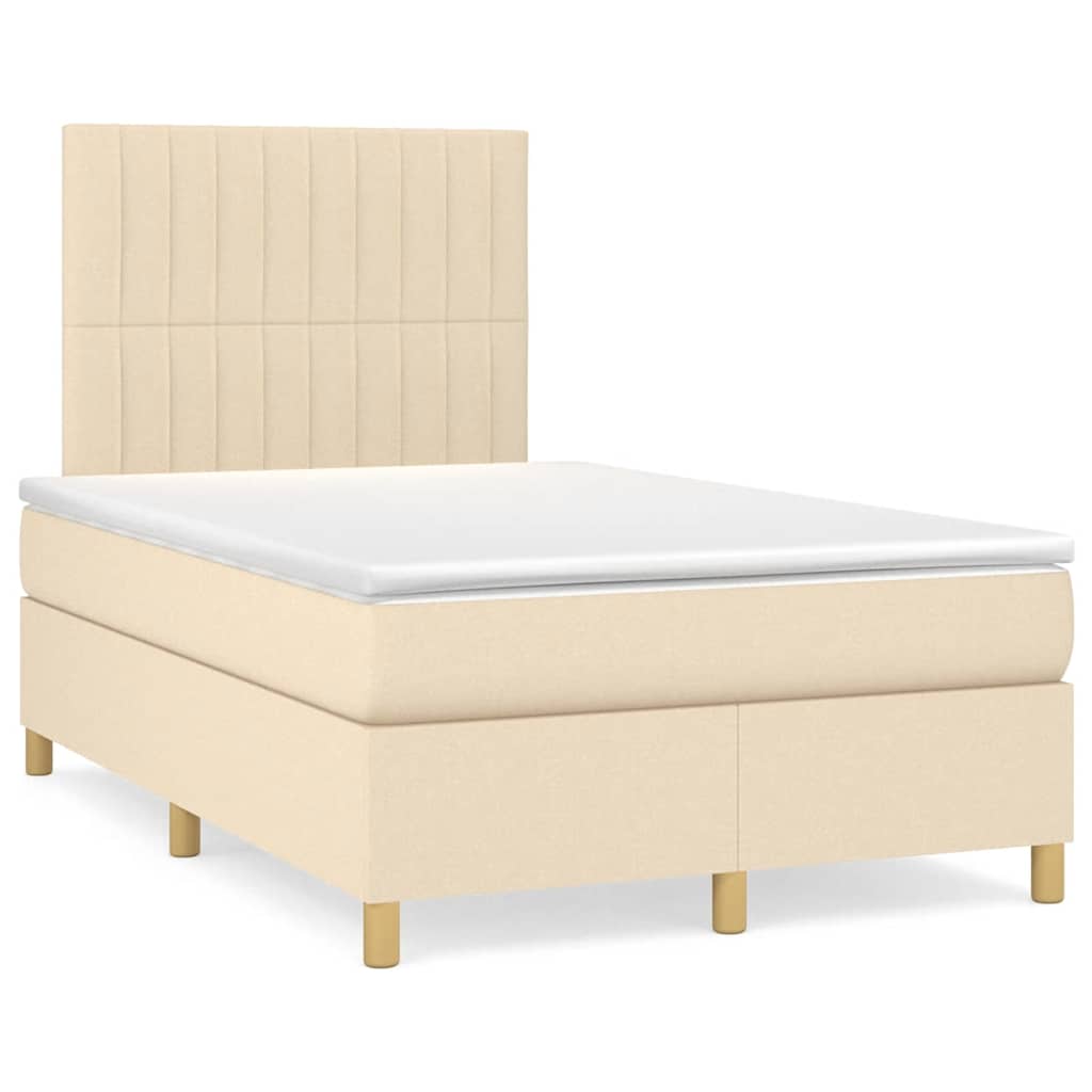 Boxspring met matras en LED stof crèmekleurig 120x190 cm is nu te koop bij PeponiXL, paradijselijk wonen!