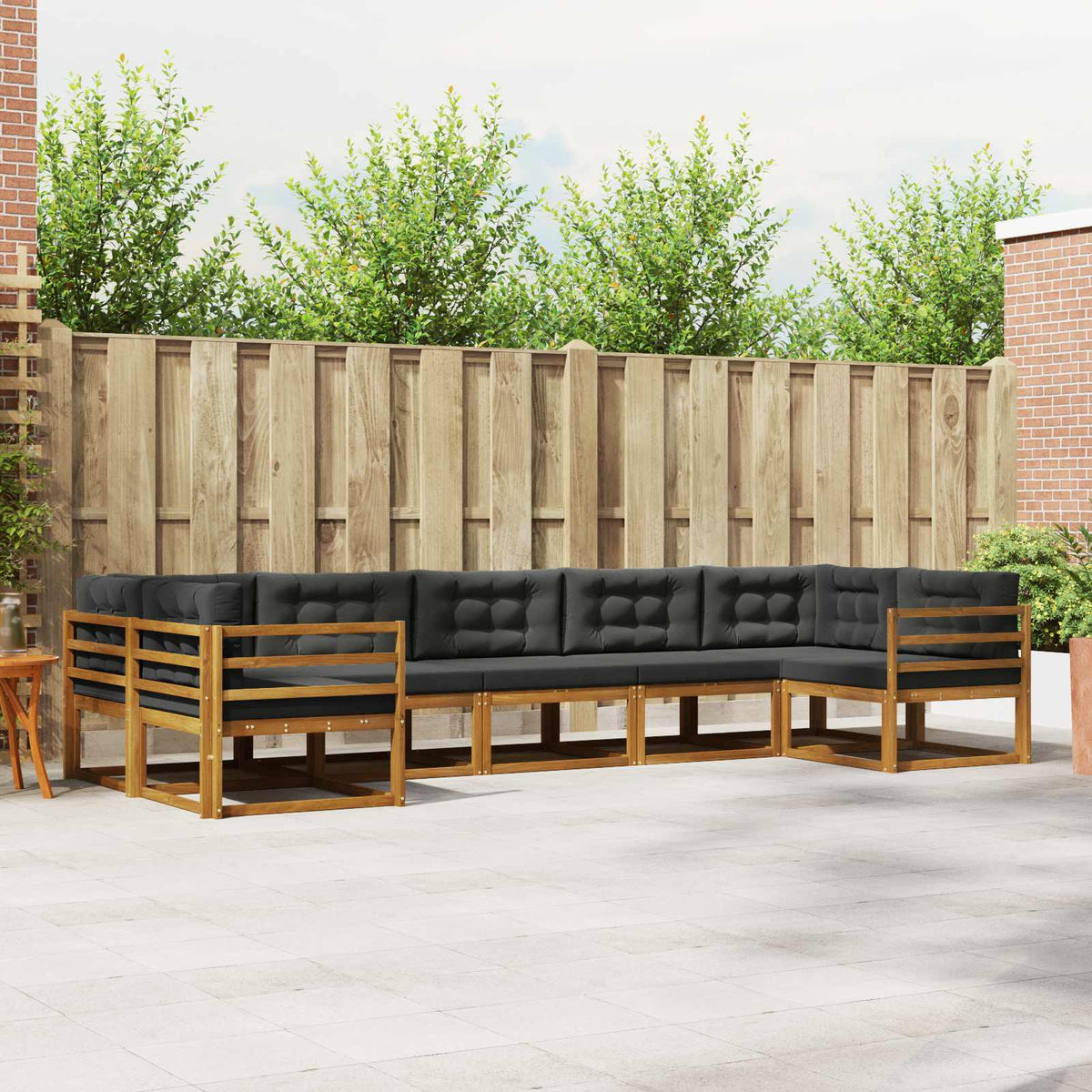 Buiten bankenset met kussen 7 pcs Natuurlijk en Antraciet is nu te koop bij PeponiXL, paradijselijk wonen!
