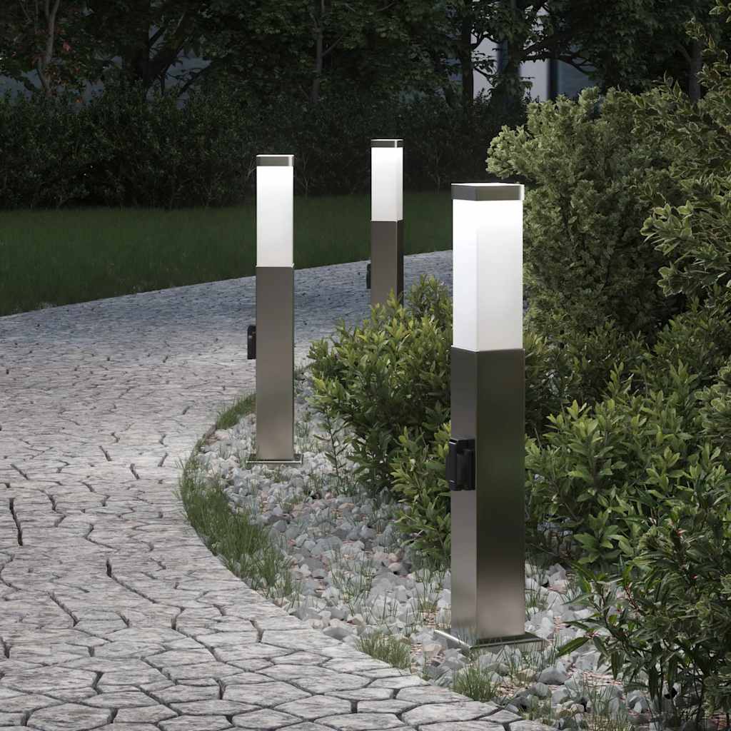 Bolderverlichting met stopcontact 3 stuks 50 cm RVS IP44 is nu te koop bij PeponiXL, paradijselijk wonen!
