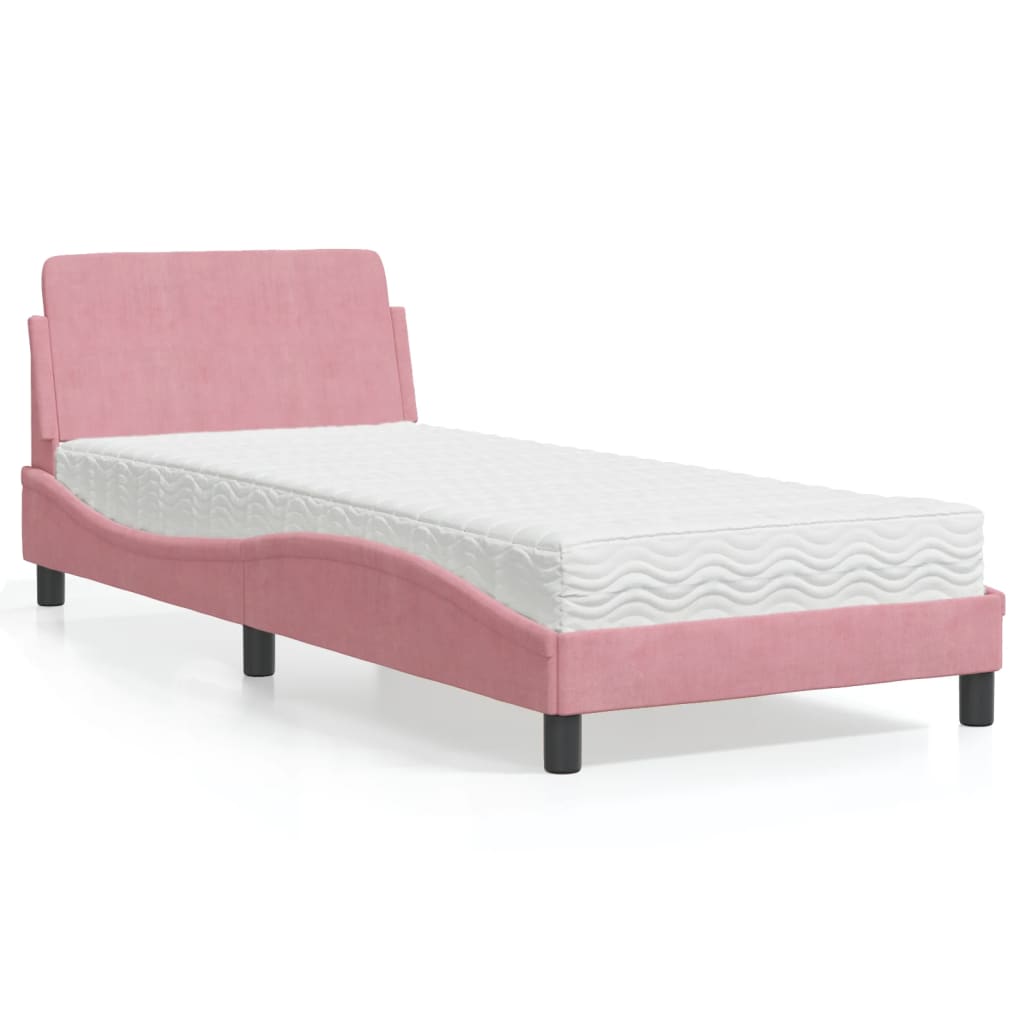 Bed met matras "Dover" fluweel roze 80x200 cm is nu te koop bij PeponiXL, paradijselijk wonen!