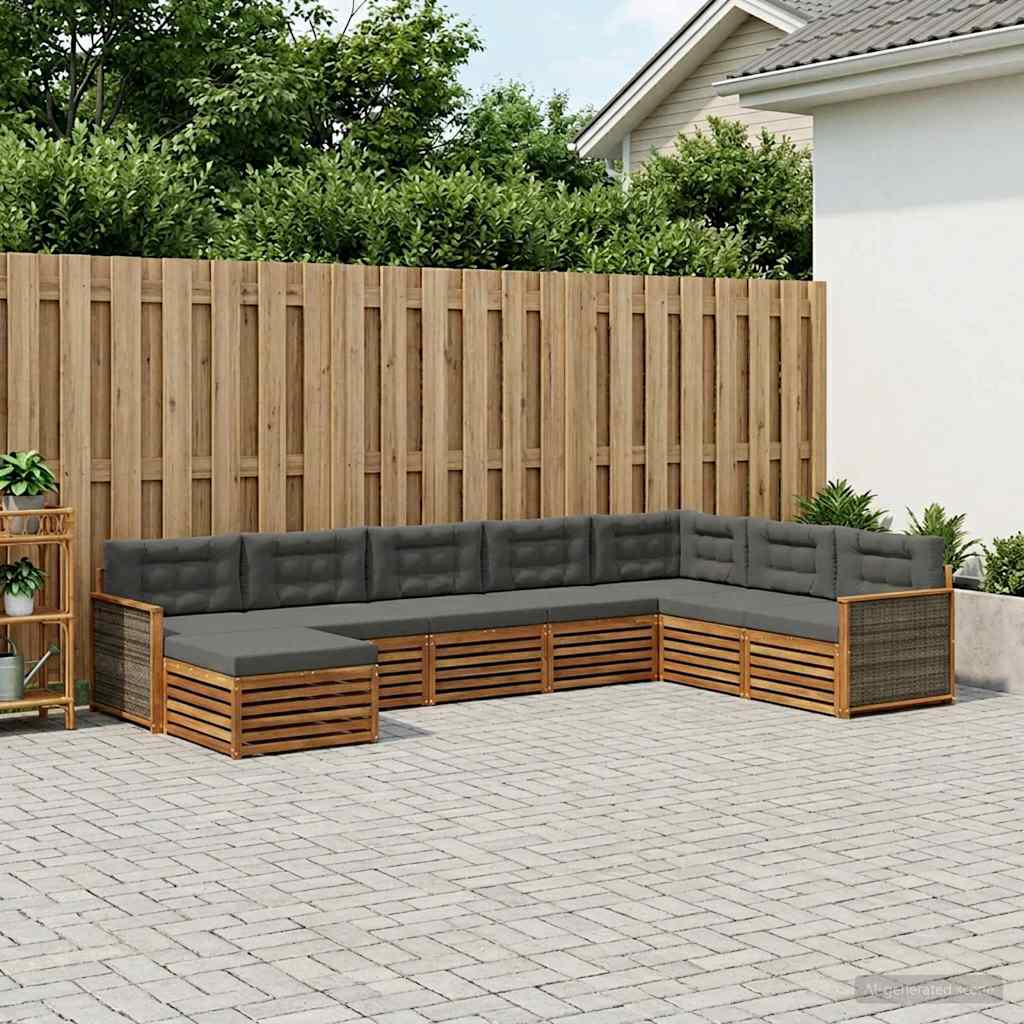 Buiten bankenset met kussen 8 pcs Natuurlijk en Antraciet is nu te koop bij PeponiXL, paradijselijk wonen!