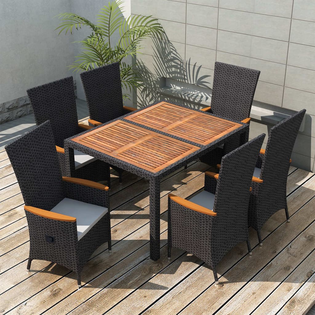 7-delige Tuinset poly rattan acaciahout zwart is nu te koop bij PeponiXL, paradijselijk wonen!