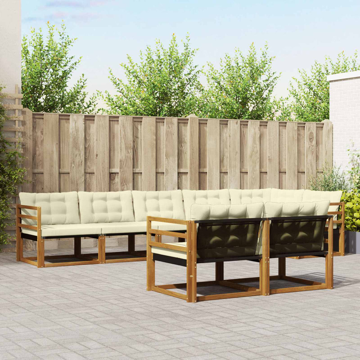 Buiten bankenset met kussen 8 pcs Natuurlijk en Crème is nu te koop bij PeponiXL, paradijselijk wonen!